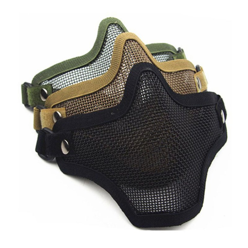 Camo Face Paint - 1PC 戦術保護ストライクペイントボールメッシュ迷彩保護狩猟エアガン鋼金属メッシュハーフフェイスマスク