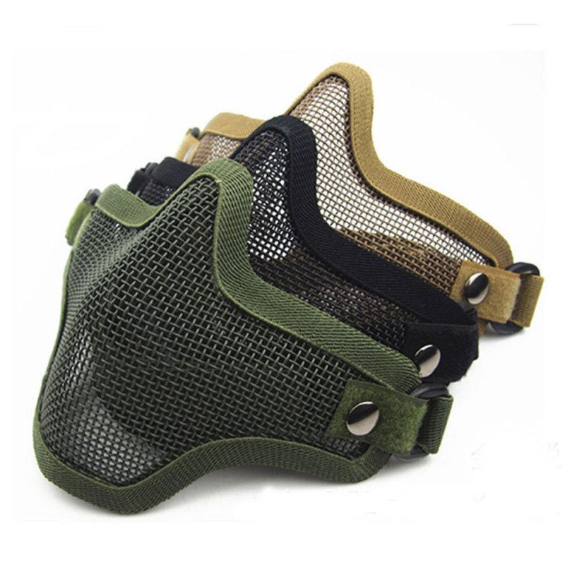 Camo Face Paint - 1PC 戦術保護ストライクペイントボールメッシュ迷彩保護狩猟エアガン鋼金属メッシュハーフフェイスマスク